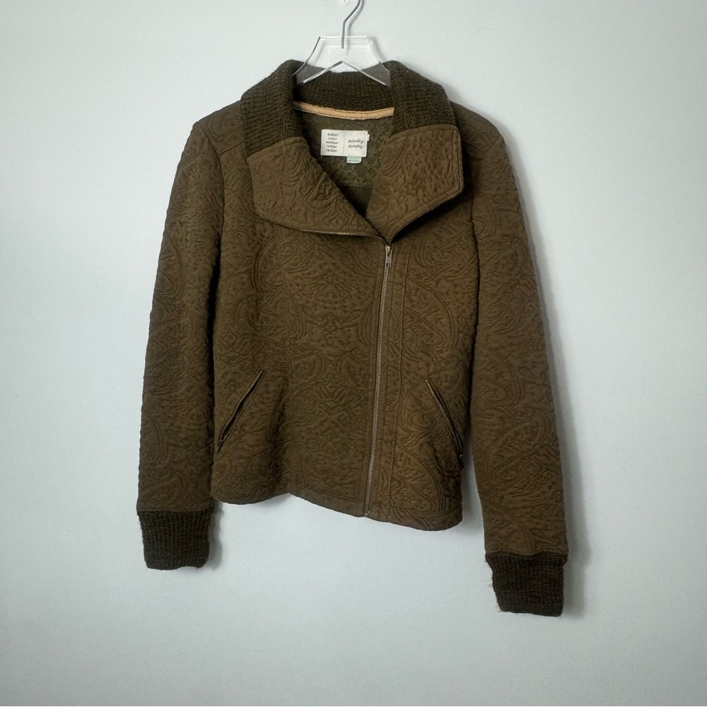 Anthropologie Saturday Sunday Brown Moto Jacquard jacket size M